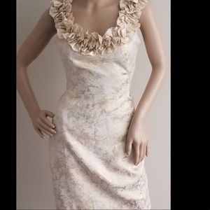 London times light brocade print. Gold and cream.